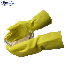 NMSAFETY длинная манжета бытовые желтый латекс резиновые перчатки для мытья 